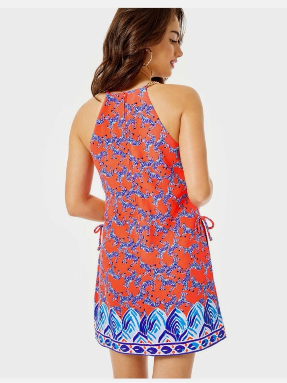 LILLY PULITZER Picante Coral Heebee Zeebee Pearl Skort Romper - Picture 4 of 6